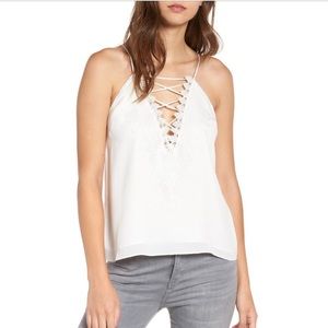 Wayf white lace up tank